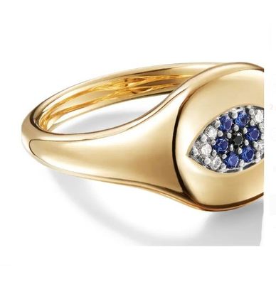 Koleksi Kabel Brasil Evil Eye Mini Pinky Ring 18K Emas Putih CZ 925 Perak