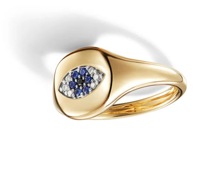 Koleksi Kabel Brasil Evil Eye Mini Pinky Ring 18K Emas Putih CZ 925 Perak