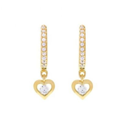Mini Dangle Heart CZ Huggie Earrings Berlapis Emas Tambahkan sentuhan glamor pada tampilan Anda