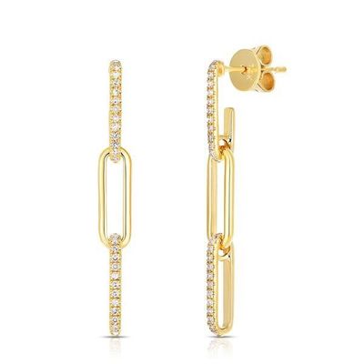 Earrings Retro Paperclip Rantai persegi panjang dalam perak 925 Sterling untuk malam wanita