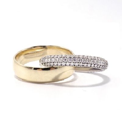 Fashion Unisex Rolling Rings Dome Diamond Band Wide Gold Plated Sterling Silver Rings