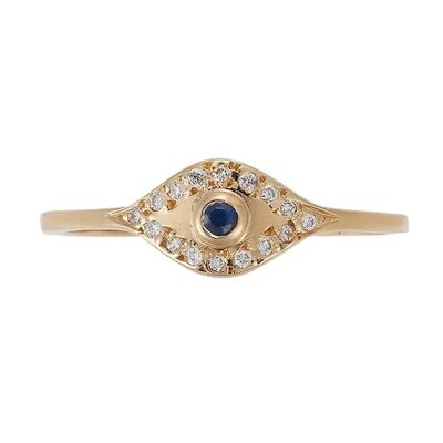 925 Sterling Silver Evil Eye Diamond Band Ring dengan Plating Perak Gaya Klasik