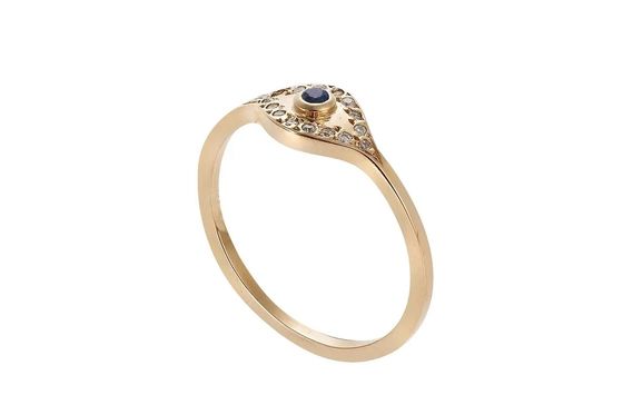 925 Sterling Silver Evil Eye Diamond Band Ring dengan Plating Perak Gaya Klasik
