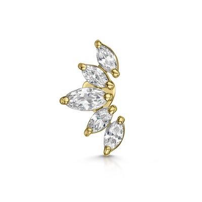 Plating Gold Rhodium Stud Earrings Putih CZ untuk Wanita Gaya Pakai Sehari-hari