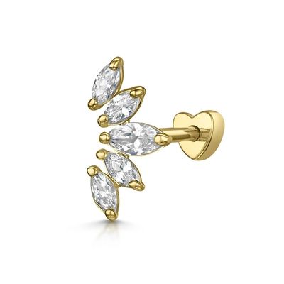 Plating Gold Rhodium Stud Earrings Putih CZ untuk Wanita Gaya Pakai Sehari-hari