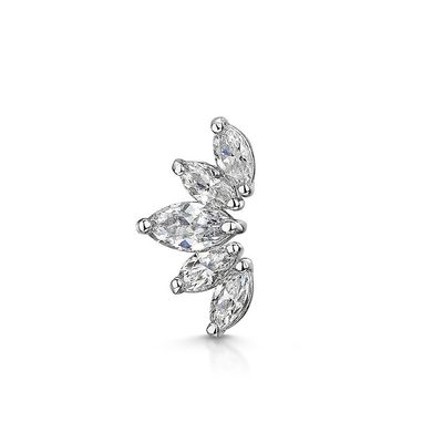 Plating Gold Rhodium Stud Earrings Putih CZ untuk Wanita Gaya Pakai Sehari-hari