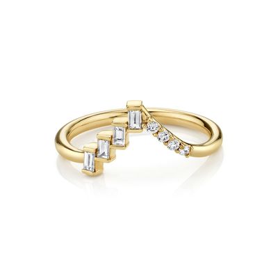 Tawaran OEM Diamond Bulat dan Baguette Segitiga Eklektik Cincin Perak untuk Wanita