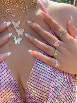 Emas Solid Angel Nama Cincin untuk Wanita buatan tangan Glitter 925 Sterling Perak Modern N / A