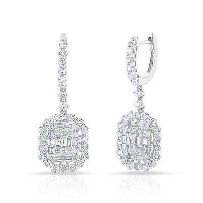 Earrings CZ Putih 925 Sterling Perak Gaya Klasik untuk pertunangan dan pernikahan