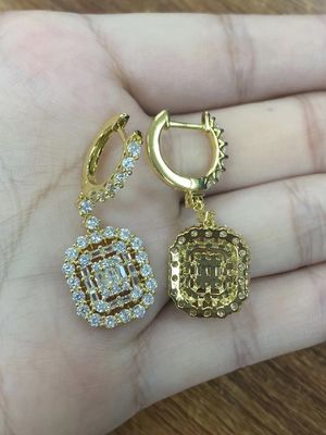 Earrings CZ Putih 925 Sterling Perak Gaya Klasik untuk pertunangan dan pernikahan