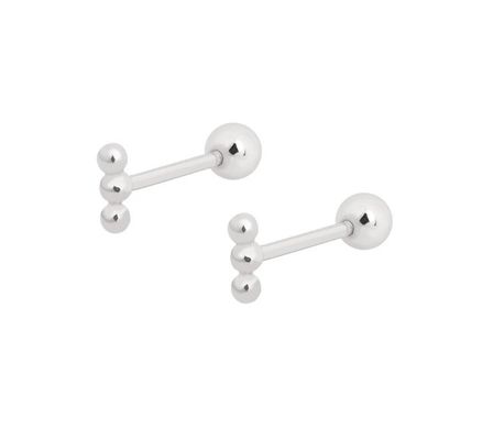 Mini Barbell Perak Stud Earring dengan Sekrup Kembali 925 Sterling Perak
