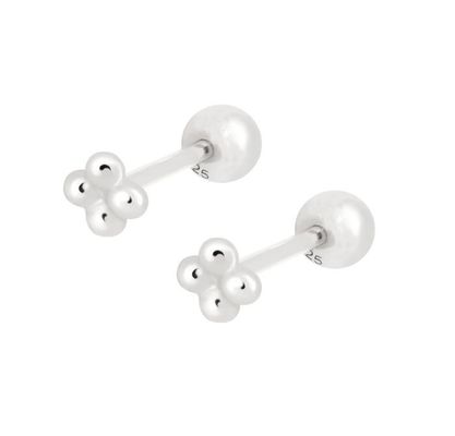 6mm Perak kecil bermata bola barbell stud anting-anting dengan sekrup kembali Perhiasan