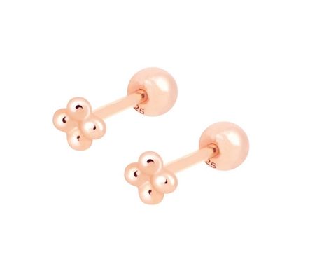 6mm Perak kecil bermata bola barbell stud anting-anting dengan sekrup kembali Perhiasan