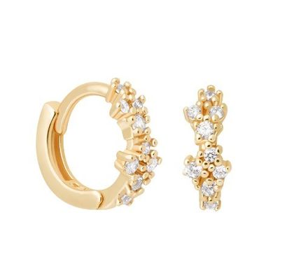 Bunga berbentuk putih CZ 925 Sterling Silevr Huggies anting-anting untuk wanita