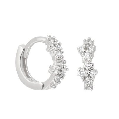 Bunga berbentuk putih CZ 925 Sterling Silevr Huggies anting-anting untuk wanita