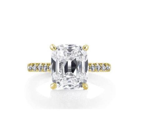 Putih CZ 925 Perak Sterling cincin pertunangan 18K Plating emas Baguette Cut