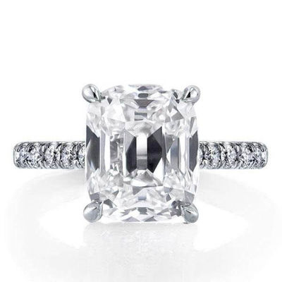 Putih CZ 925 Perak Sterling cincin pertunangan 18K Plating emas Baguette Cut
