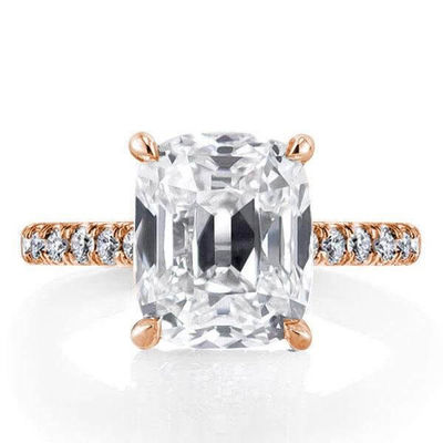 Putih CZ 925 Perak Sterling cincin pertunangan 18K Plating emas Baguette Cut