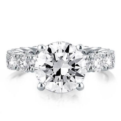 18K emas putih Zircon Eternity Band 925 Sterling Perak cincin pertunangan