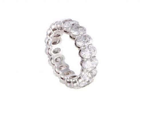 CLEAR CZ Oval Eternity Band Ring Perhiasan Tipe Perhiasan Wanita Perak Eternity Ring