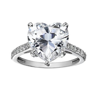 Micro Insert Inlay Technology Heart Cut CZ Batu 925 Perak Sterling Cincin Pernikahan