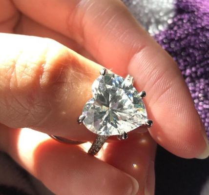 Micro Insert Inlay Technology Heart Cut CZ Batu 925 Perak Sterling Cincin Pernikahan