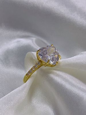 Micro Insert Inlay Technology Heart Cut CZ Batu 925 Perak Sterling Cincin Pernikahan
