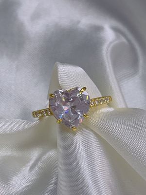 Micro Insert Inlay Technology Heart Cut CZ Batu 925 Perak Sterling Cincin Pernikahan