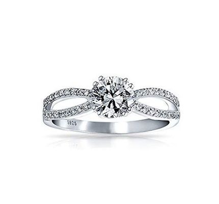 925 Sterling Silver Ring Micron Pave White Gold Plated untuk Wanita Pernikahan Pernikahan