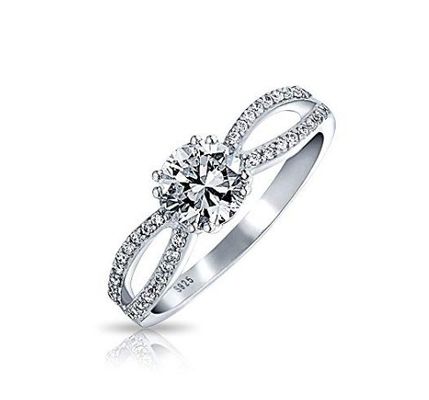 925 Sterling Silver Ring Micron Pave White Gold Plated untuk Wanita Pernikahan Pernikahan