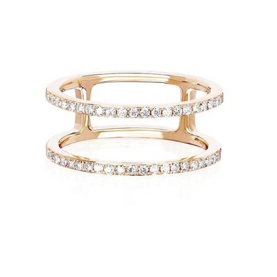 White CZ Double Row Stackable Rings Gold 18K Plated Real 925 Sterling Silver Crystal Cubic Zircon Perhiasan