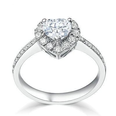 Kuningan Kreatif Bentuk Hati Jelas CZ 925 Sterling Perak Eternity Band Cincin Untuk Wanita Perhiasan