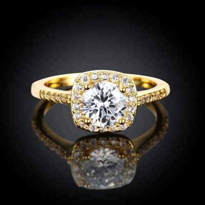 Diamond 18K Gold Plated Ring Ukuran 5 - Ukuran 10 Wanita Cincin Pertunangan