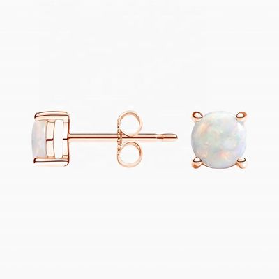 Grosir White Opal 925 Sterling Silver Stud Earrings untuk Perhiasan Wanita