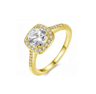 Diamond 18K Gold Plated Ring Ukuran 5 - Ukuran 10 Wanita Cincin Pertunangan