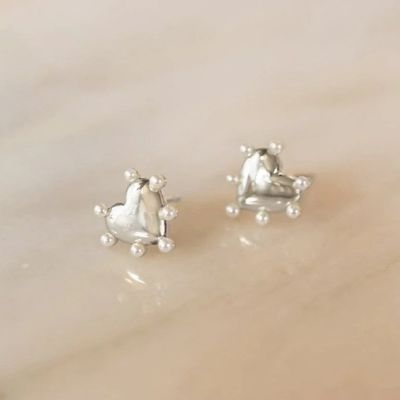 Hati Bentuk Mutiara Earrings Stud buatan tangan Di 925 Sterling Perak 14K Emas Untuk Gadis Fashion Perhiasan Mewah