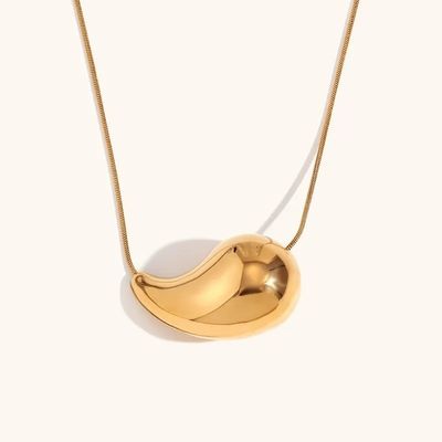 Customized 18K Gold Teardrop Necklace 45+5cm Kuningan Teardrop Necklace