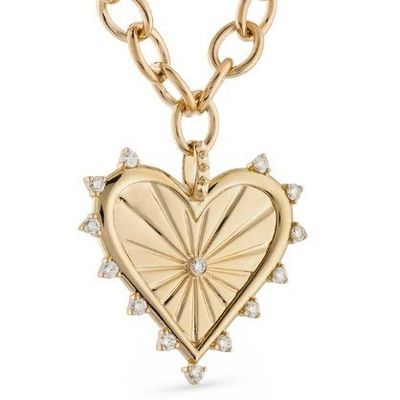 18K Gold Putih CZ Spiked Love Heart Charm Kalung 925 Sterling Silver Pendant