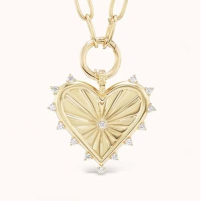 18K Gold Putih CZ Spiked Love Heart Charm Kalung 925 Sterling Silver Pendant
