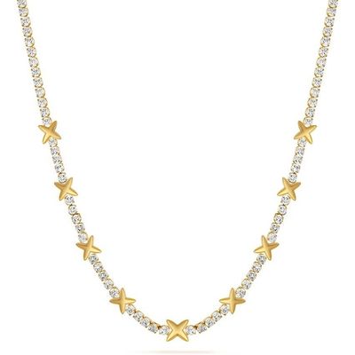 OEM Klasik Kuningan Tennis Star Pendant Kalung Dengan Batu Zircon Kubik Brilliant