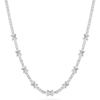 OEM Klasik Kuningan Tennis Star Pendant Kalung Dengan Batu Zircon Kubik Brilliant