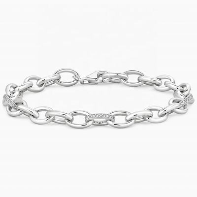 Chic Style Micro Insert Inlay Teknologi 925 Sterling Perak Putih Emas Link Gelang
