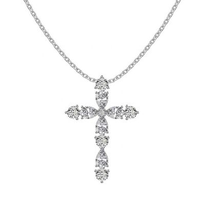 Personalize 925 Sterling Silver Cross Kalung 18k Silver Cross Dan Rantai Wanita