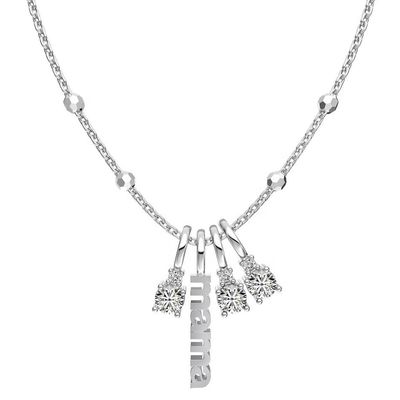 White CZ 4mm 925 Perak Kalung Wanita Zircon Batu Kalung Mewah DIY