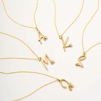 Bezel Set Putih CZ Awal Pendant Unisex 925 Sterling Perak Kalung Pribadi