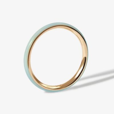 Pink enamel 18K emas plating cincin padat 925 Sterling Perak tumpukan cincin