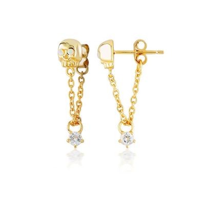 18K Gold Plated Opal Batu buatan tangan Tanggul Rantai Drop Earring Wanita