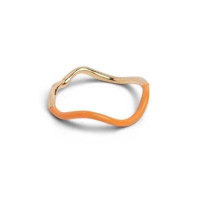 925 Sterling Silver 18k Gold Pink Enamel Band Ring Untuk Wanita Gadis