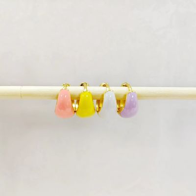 Perhiasan Wanita Mewah Kustom Anting-Anting Kecil Enamel Warna-warni Kubah Tebal Emas 18K Perak S925