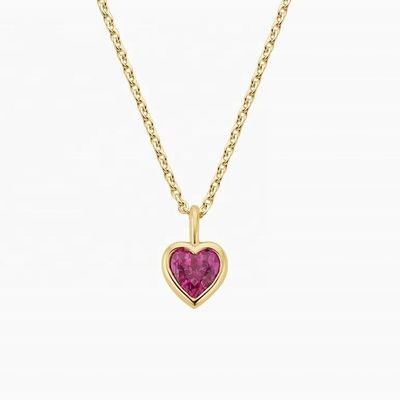 Klasik 925 Sterling Silver Heart Bentuk Emerald Bezel Pendant Kalung